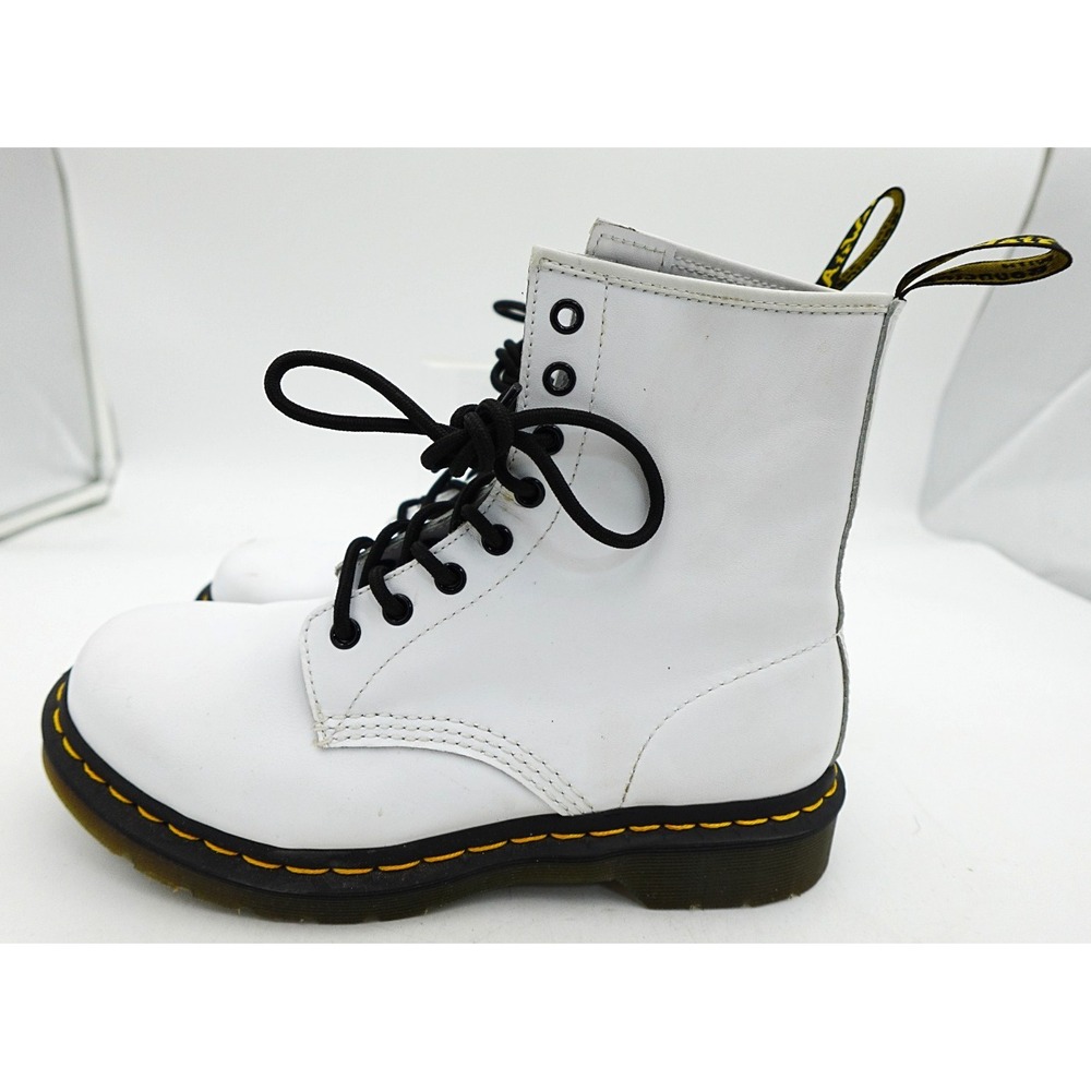 Dr. Martens 1460 Lace Up Combat Boots White Smooth Leather Mens (Size 9)